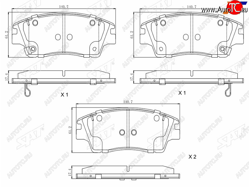 1 459 р. Колодки тормозные FR SAT   Hyundai IX35 ( LM,  NU) (2013-2024), Hyundai Tucson ( TL,  NX4) (2015-2022), KIA Sportage ( 4 QL,  5 NQ5) (2016-2024)  с доставкой в г. Горно‑Алтайск