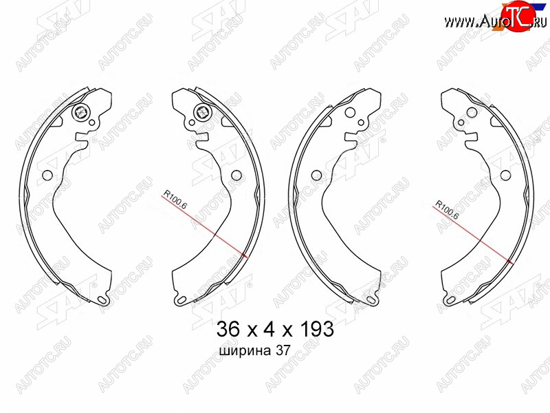 1 239 р. Колодки тормозные барабанные задние RH-LH SAT Mitsubishi Carisma (1996-1999)  с доставкой в г. Горно‑Алтайск