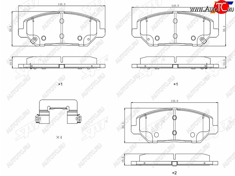 2 149 р. Колодки тормозные передние FR-FL SAT  Hyundai I30 FD хэтчбек дорестайлинг (2007-2010)  с доставкой в г. Горно‑Алтайск