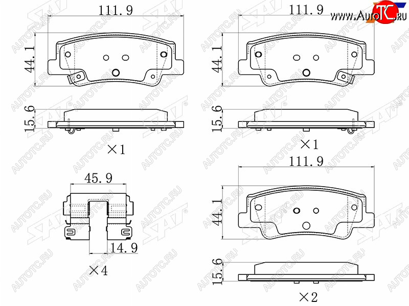 1 249 р. Колодки тормозные задние LH-RH SAT  Hyundai Sonata  DN8 (2019-2022), KIA K5  DL (2019-2022)  с доставкой в г. Горно‑Алтайск