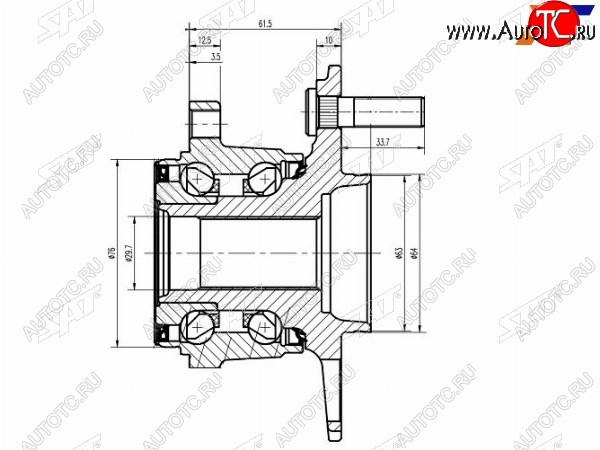 3 699 р. Ступичный узел задн. SAT  Honda CR-V  RE1,RE2,RE3,RE4,RE5,RE7 - Elysion  1  с доставкой в г. Горно‑Алтайск