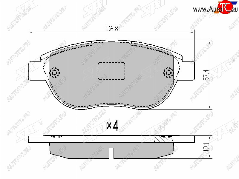 1 289 р. Колодки тормозные передние FL-FR SAT CITROEN Berlingo M59 рестайлинг (2002-2012)  с доставкой в г. Горно‑Алтайск