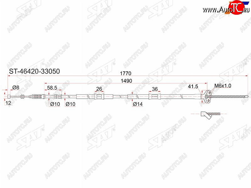 1 379 р. Трос ручника LH 2WD SAT  Toyota Camry Gracia  XV20 (1996-2001) седан, универсал  с доставкой в г. Горно‑Алтайск