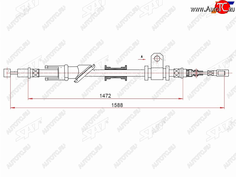 1 249 р. Трос ручного тормоза RH SAT Mitsubishi Carisma (1999-2004)  с доставкой в г. Горно‑Алтайск