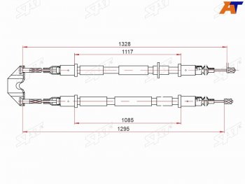 Трос ручника SAT Opel (Опель) Astra (Астра) ( H,  H GTC) (2004-2015) H, H GTC седан дорестайлинг, универсал, хэтчбек 3 дв. дорестайлинг, хэтчбек 5дв дорестайлинг, хэтчбек 3 дв. рестайлинг, седан рестайлинг, универсал рестайлинг, хэтчбек 5дв рестайлинг