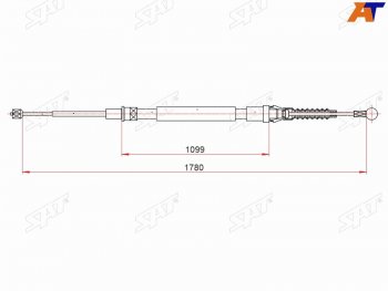 Трос ручного тормоза RH-LH SAT Skoda (Шкода) Rapid (Рапид) ( NH3,  NH1,  MK2) (2012-2024) NH3, NH1, MK2 дорестайлинг лифтбэк, хэтчбэк дорестайлинг, хэтчбэк рестайлинг, рестайлинг лифтбэк