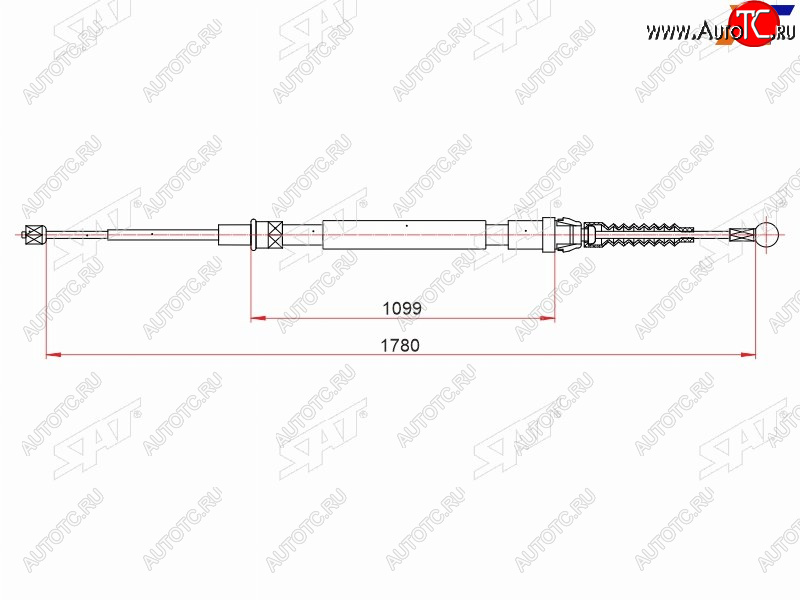 1 079 р. Трос ручного тормоза RH-LH SAT  Skoda Rapid ( NH3,  NH1,  MK2) (2012-2025) дорестайлинг лифтбэк, хэтчбэк дорестайлинг, хэтчбэк рестайлинг, рестайлинг лифтбэк  с доставкой в г. Горно‑Алтайск