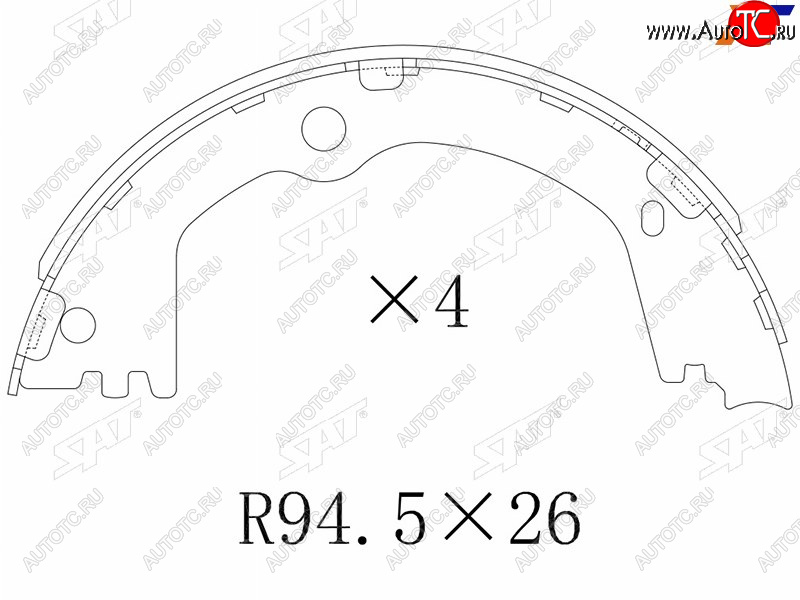 1 989 р. Колодки барабанные задние RH-LH SAT Hyundai Santa Fe TM дорестайлинг (2018-2021)  с доставкой в г. Горно‑Алтайск