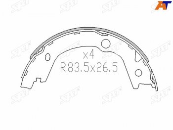 Колодки барабанные задние RH-LH SAT Hyundai Santa Fe (SM,  CM,  DM,  TM), Sonata (EF,  NF,  YF,  LF), Tucson (JM), SSANGYONG Kyron