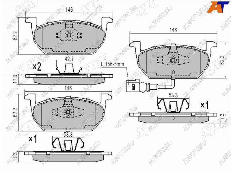 1 249 р. Колодки тормозные перед FL-FR SAT   Skoda Octavia (A5,  A7,  A8), Volkswagen Golf (2,  3,  4,  5,  6,  7,  8)  с доставкой в г. Горно‑Алтайск