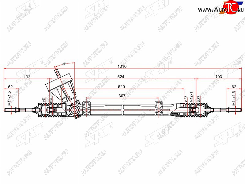 6 299 р. Рейка рулевая без ГУ LHD SAT Renault Logan 2 рестайлинг (2018-2024)  с доставкой в г. Горно‑Алтайск