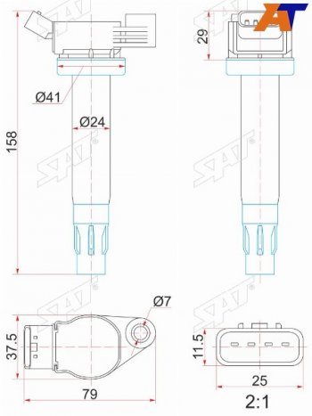 Катушка зажигания TOYOTA KLUGERHIGLANDER MCU2#RX300330350 MCU3# 03- 3MZ-FE SAT ST-90919-02246