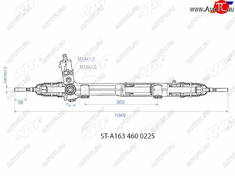 28 999 р. Рейка рулевая M14х1,5.16х1,5 SAT  Mercedes-Benz ML class  W163 (2001-2005) рестайлинг  с доставкой в г. Горно‑Алтайск