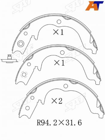 Колодки барабанные задние RH-LH SAT CITROEN (Ситроен) C-crosser (С) (2007-2012), Mitsubishi (Митсубиси) Outlander (Аутлэндэр) ( XL,  CW0W) (2005-2013), Peugeot (Пежо) 4007 (2007-2012)