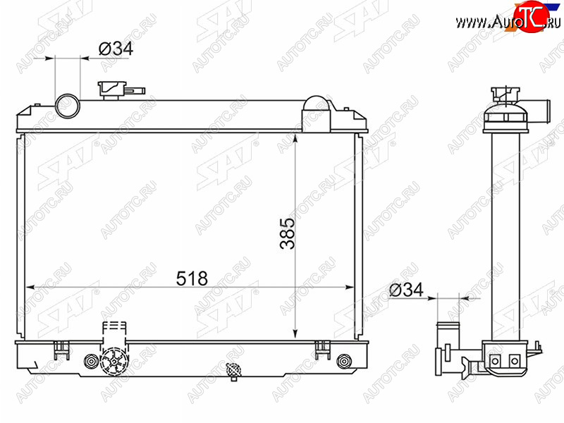 12 999 р. Радиатор SAT  Toyota Town Ace  3 (1996-2008) (применимо для Тoyota Dyna 95-99)  с доставкой в г. Горно‑Алтайск