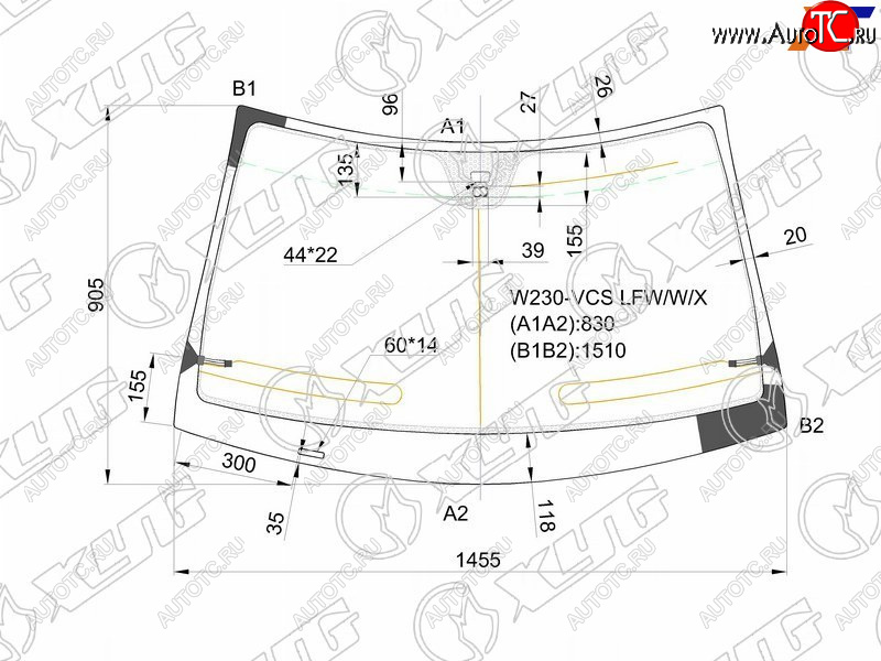 11 499 р. Стекло лобовое (Антенна Датчик дождя) XYG  Mercedes-Benz SL class  R230 (2002-2013)  с доставкой в г. Горно‑Алтайск