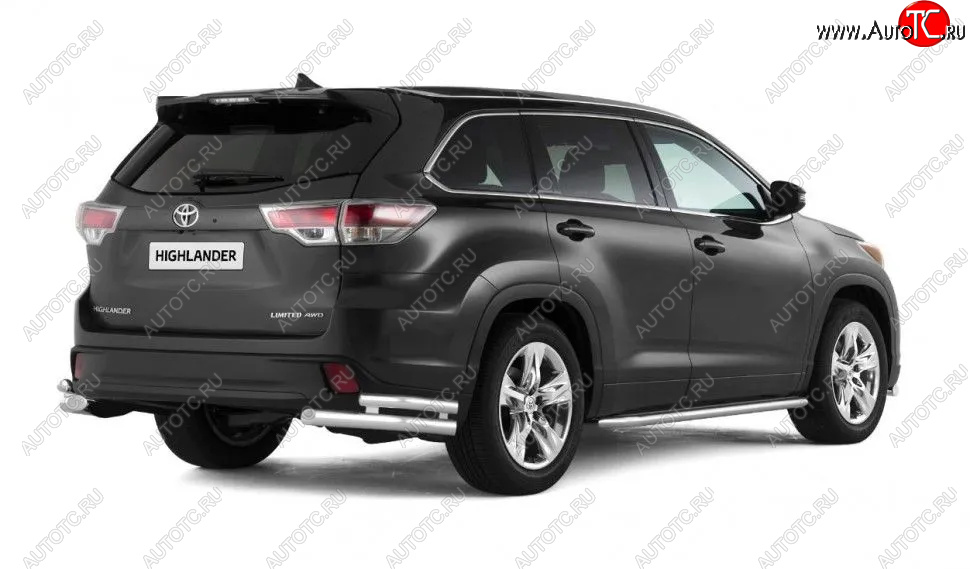 24 999 р. Защита заднего бампера (двойная, уголки d63/51 мм) Toyota Highlander XU50 рестайлинг (2016-2020)  с доставкой в г. Горно‑Алтайск