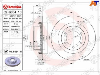 22 499 р. Диск тормозной передний Ø338 BREMBO  Lexus GX460  J150 (2009-2022), Toyota 4Runner  N280 (2009-2013), Toyota Land Cruiser Prado  J150 (2009-2025)  с доставкой в г. Горно‑Алтайск. Увеличить фотографию 1