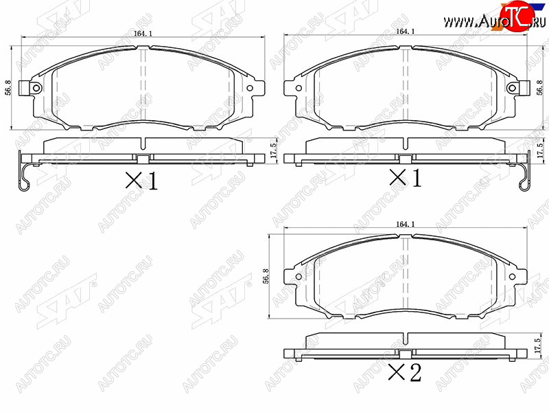 1 499 р. Колодки тормозные перед FR-FL SAT Nissan Navara 1 D22 рестайлинг (2000-2005)  с доставкой в г. Горно‑Алтайск