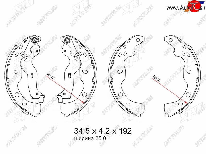 1 739 р. Колодки тормозные барабанные задние RH-LH SAT  Fiat Sedici (2005-2014), Suzuki SX4  GYC21S (2006-2012)  с доставкой в г. Горно‑Алтайск