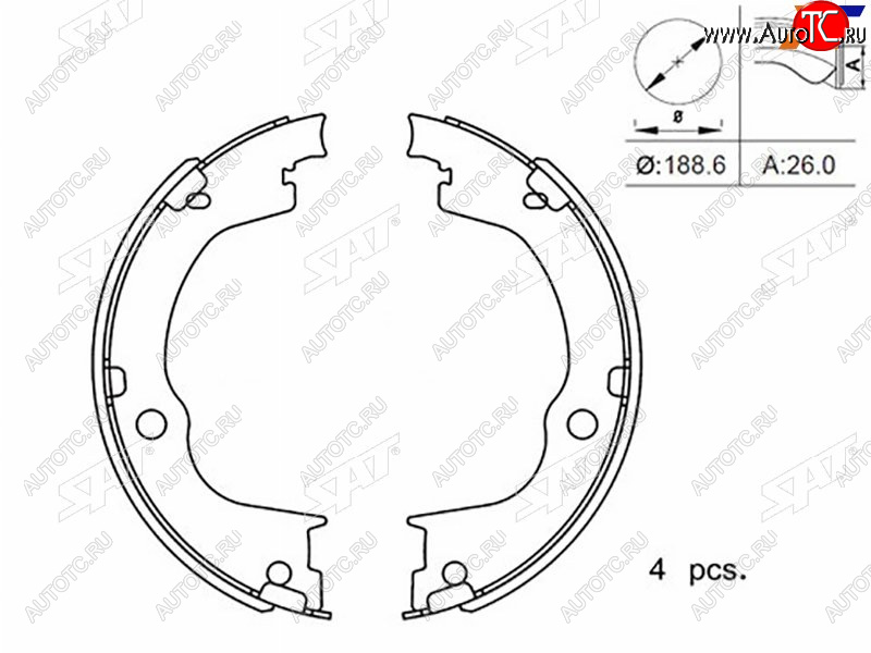 1 389 р. Колодки тормозные барабанные задние RH-LH SAT Chevrolet Captiva 2-ой рестайлинг (2013-2016)  с доставкой в г. Горно‑Алтайск