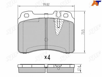 Колодки тормозные перед FR-FL SAT Mercedes-Benz E-Class W210 седан рестайлинг (1999-2002)