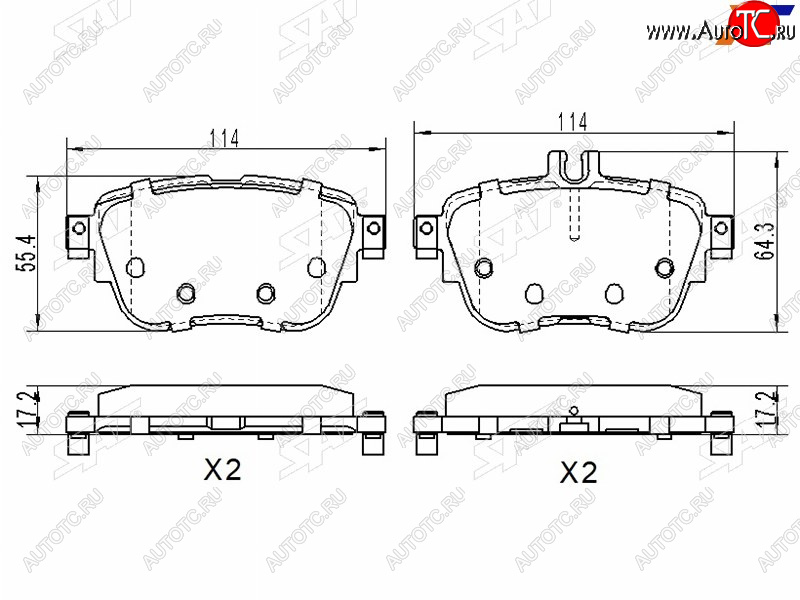 1 459 р. Колодки тормозные задние RH-LH SAT  Mercedes-Benz E-Class  S213 (2016-2024) универсал дорестайлинг, универсал рестайлинг  с доставкой в г. Горно‑Алтайск