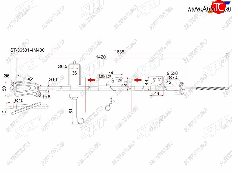 1 549 р. Трос ручника LH 2WD SAT  Nissan Almera  N16 - Sunny  B15  с доставкой в г. Горно‑Алтайск