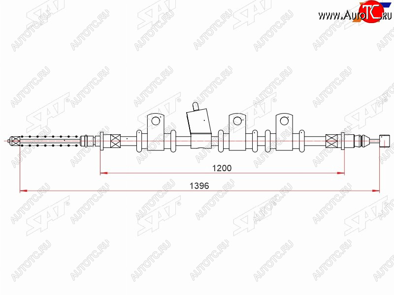 989 р. Трос ручного тормоза RH SAT Chevrolet Aveo T250 седан рестайлинг (2006-2011)  с доставкой в г. Горно‑Алтайск