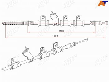 679 р. Трос ручного тормоза LH SAT Chevrolet Aveo T250 седан рестайлинг (2006-2011)  с доставкой в г. Горно‑Алтайск. Увеличить фотографию 1