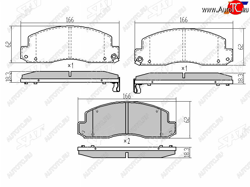 1 699 р. Колодки тормозные перед FL-FR SAT  Toyota Dyna  XZU (2002-2006) бортовой грузовик рестайлинг  с доставкой в г. Горно‑Алтайск