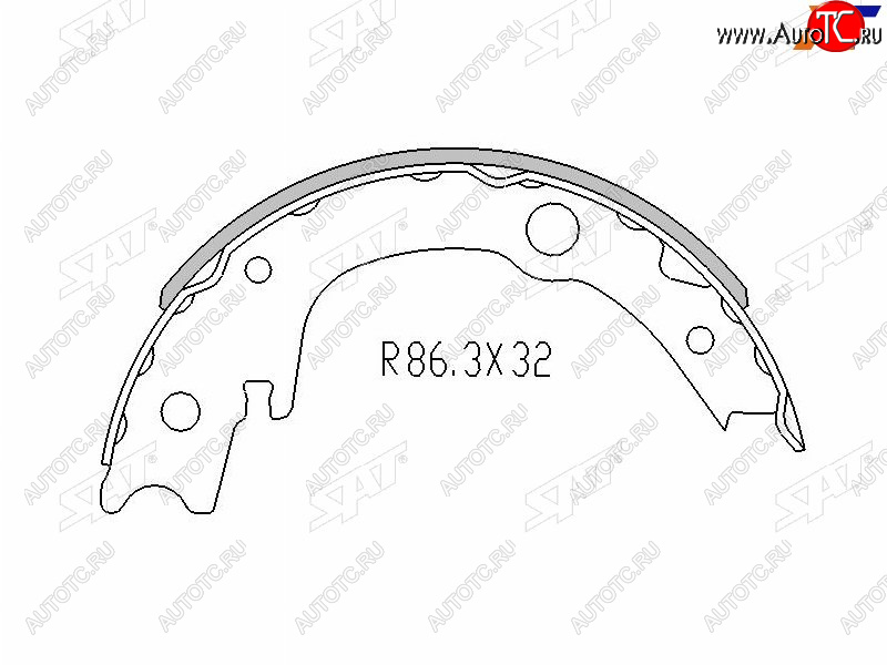 1 259 р. Колодки барабанные задние RH-LH SAT  Lifan Solano (2010-2015), Toyota Corolla  E150 (2006-2013), Toyota Ist  XP110 (2007-2016), Toyota Wish  XE20 (2009-2012) (комплект 4шт)  с доставкой в г. Горно‑Алтайск