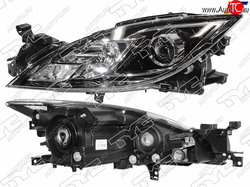 18 549 р. Фара левая (черная, под электрокорректор, Евросвет) TYC  Mazda 6  GH (2007-2010) дорестайлинг лифтбэк, дорестайлинг седан, дорестайлинг универсал  с доставкой в г. Горно‑Алтайск