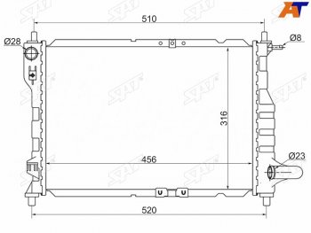2 389 р. Радиатор SAT  Chevrolet Spark  M200,250 (2005-2010), Daewoo Matiz  M100 (1998-2000)  с доставкой в г. Горно‑Алтайск. Увеличить фотографию 1