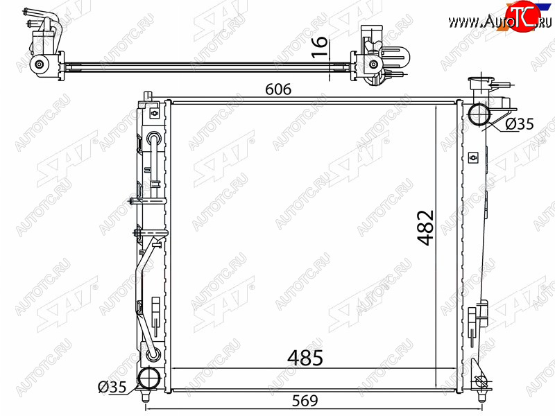 8 599 р. Радиатор охлаждающей жидкости SAT  Hyundai IX35  LM (2009-2018), KIA Sportage  3 SL (2010-2016)  с доставкой в г. Горно‑Алтайск