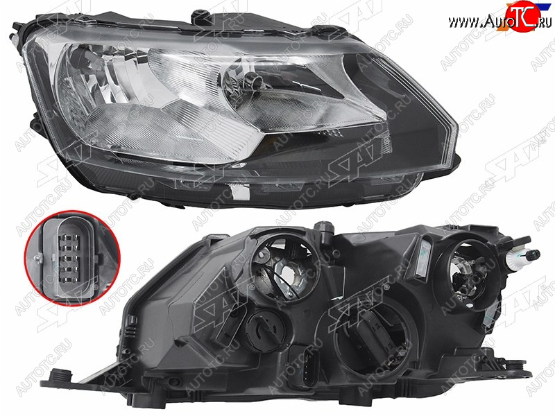 10 549 р. Фара правая SAT Skoda Rapid NH3 рестайлинг лифтбэк (2017-2020)  с доставкой в г. Горно‑Алтайск