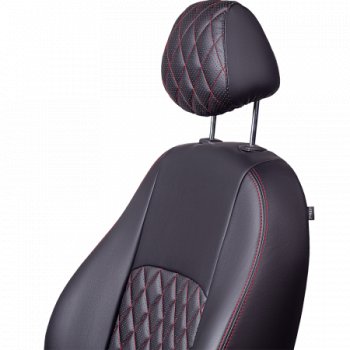 9 449 р. Комплект чехлов для сидений (РЗС 60/40, подлок., 3Г, Илана+Орегон) Lord Autofashion ТУРИН РОМБ  Chery Tiggo 7 PRO (2019-2025) (черный, вставка черная, строчка красная)  с доставкой в г. Горно‑Алтайск. Увеличить фотографию 6