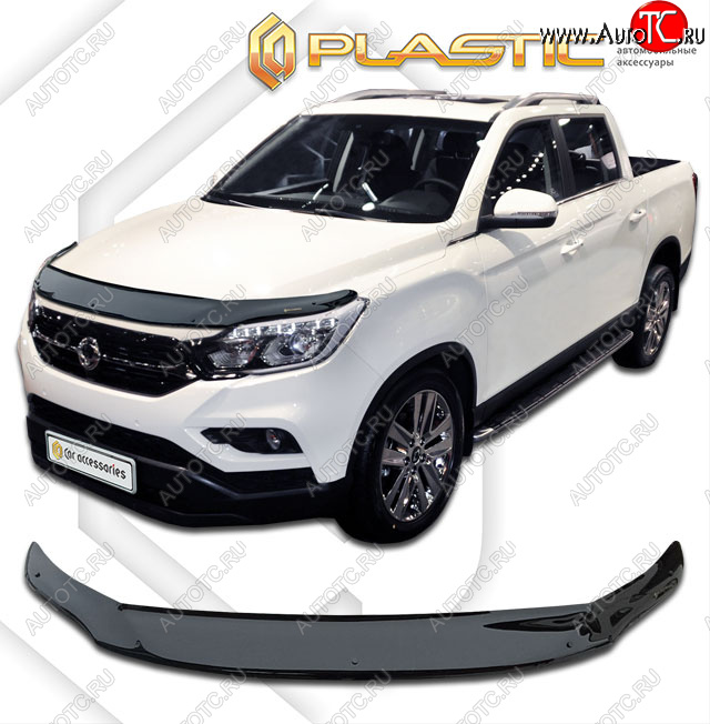 2 599 р. Дефлектор капота CA-Plastic  SSANGYONG Rexton Sports  Q200 (2018-2021) (classic черный, без надписи)  с доставкой в г. Горно‑Алтайск