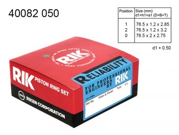 Кольца поршневые (комплект) 0,50 G4ED 1.6 RIKEN Hyundai Accent  MC - Matrix  1 FC