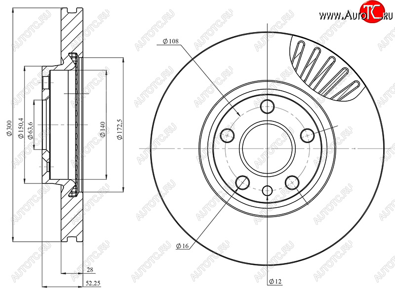 3 499 р. Диск тормозной передний Ø258mm HOSU Ford Focus 3 универсал дорестайлинг (2010-2015)  с доставкой в г. Горно‑Алтайск