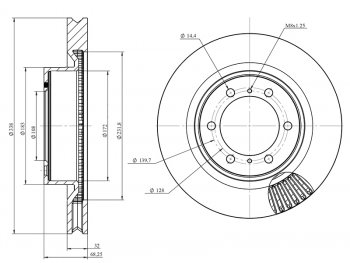 4 299 р. Диск тормозной передний Ø337mm HOSU  Lexus GX460  J150 (2009-2022), Toyota Land Cruiser Prado  J150 (2009-2025), Toyota RAV4 ( XA30,  XA40,  XA50) (2008-2025)  с доставкой в г. Горно‑Алтайск. Увеличить фотографию 2