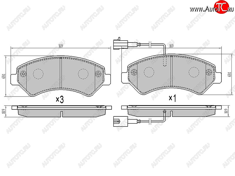 2 199 р. Колодки тормозные перед FL-FR SAT  Peugeot Boxer ( 250,  290) (2006-2024) (2 датчика износа с камерами наполнением)  с доставкой в г. Горно‑Алтайск