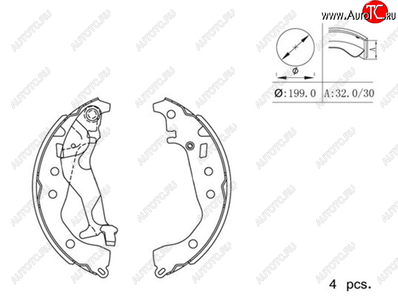 1 499 р. Колодки тормозные барабанные задние RH-LH SAT  Toyota Corolla Axio  (E160) седан - Vitz  XP130  с доставкой в г. Горно‑Алтайск