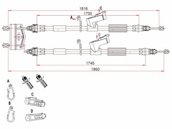 Трос ручного тормоза SAT Ford Focus 2 универсал рестайлинг (2007-2011) ()