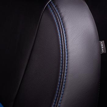 9 449 р. Комплект чехлов для сидений (РЗС 60/40 3Г Илана+Орегон) ТУРИН СТ Lord Autofashion  Opel Mokka (2012-2016)  дорестайлинг (черный, вставка синяя, строчка синяя)  с доставкой в г. Горно‑Алтайск. Увеличить фотографию 8