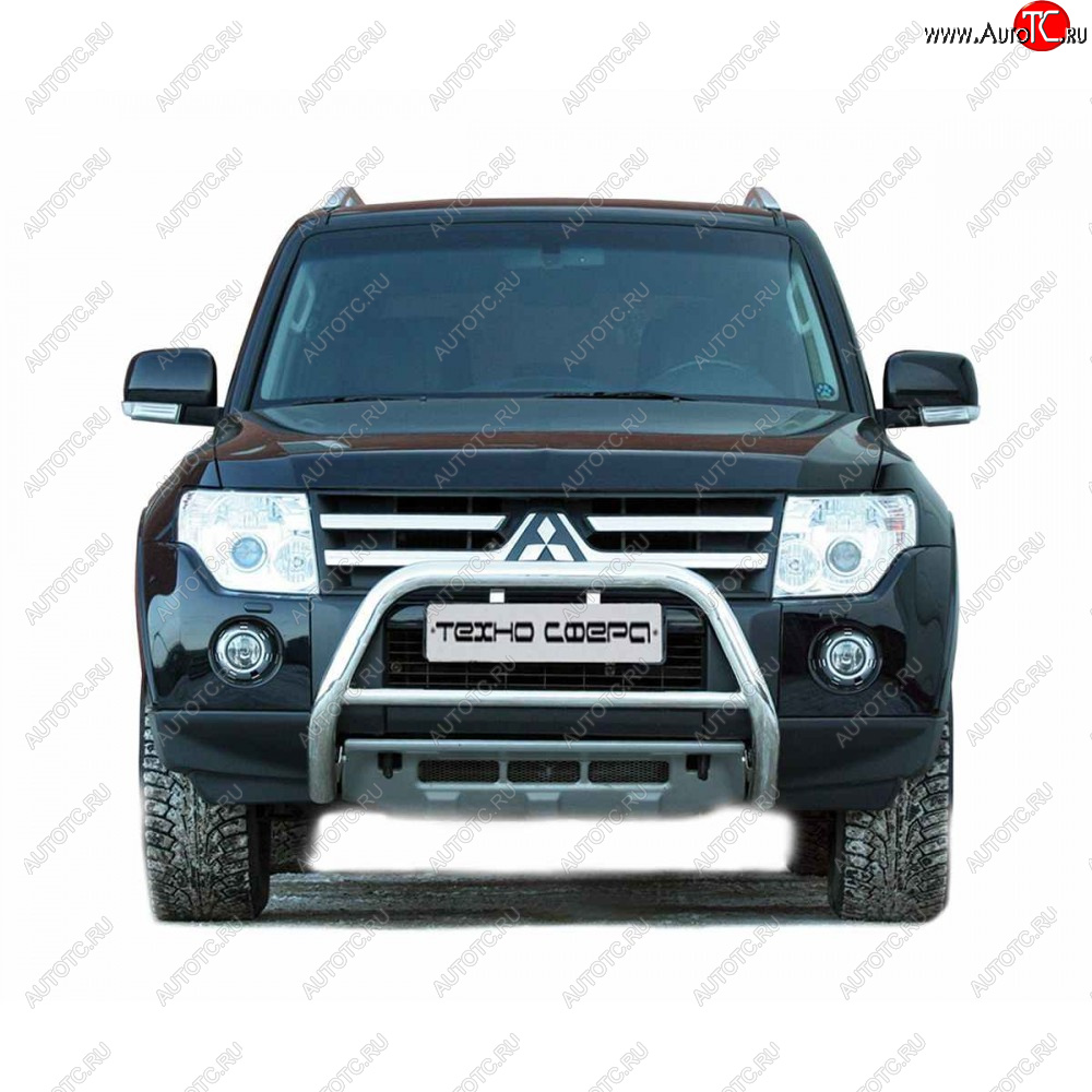 10 599 р. Передок низкий крашенная d63.5, Техно Сфера Mitsubishi Pajero 4 V80 дорестайлинг (2006-2011) (Черный матовый)  с доставкой в г. Горно‑Алтайск