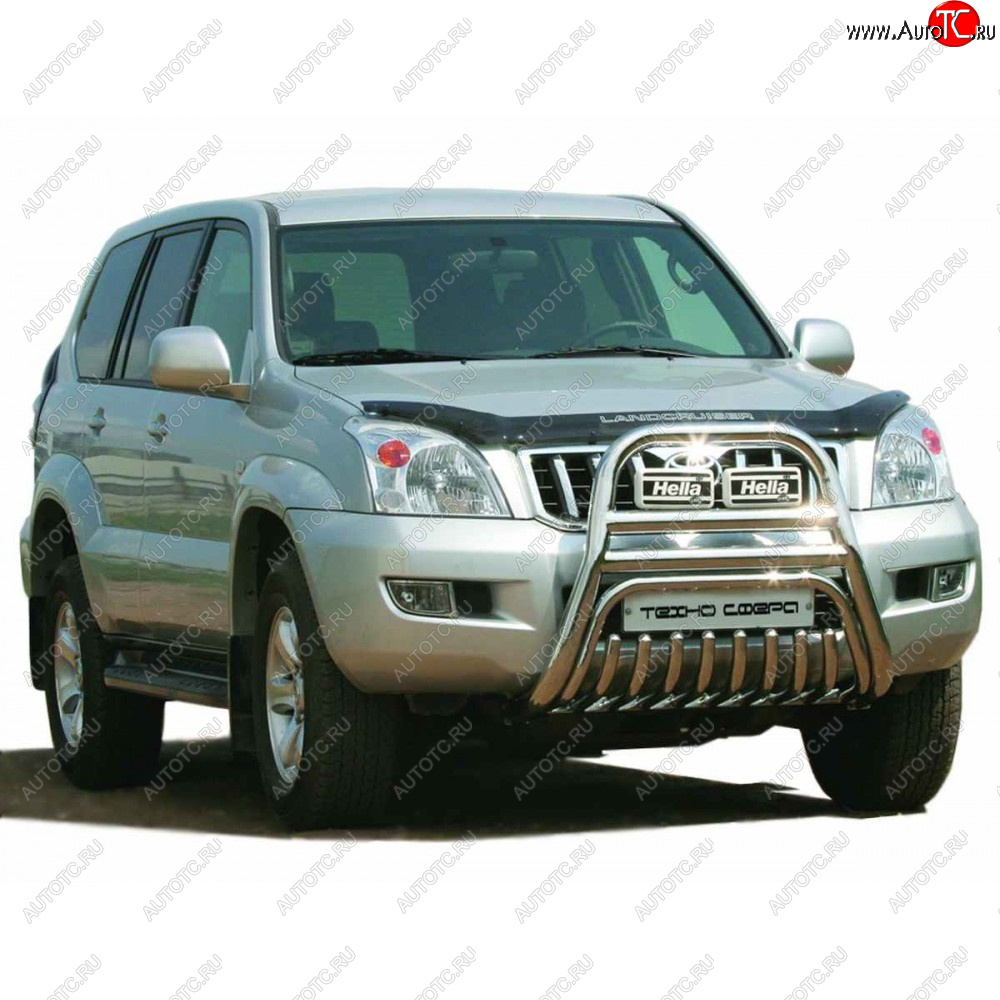 36 699 р.  Передок с защитой двигателя нержавейка d63.5, Техно Сфера  Toyota Land Cruiser Prado  J120 (2002-2009) (Нержавейка)  с доставкой в г. Горно‑Алтайск