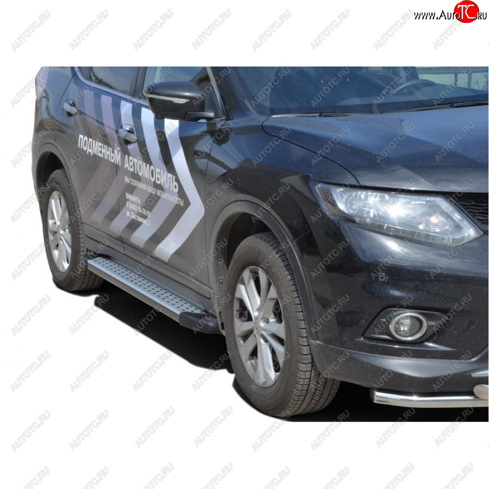 27 799 р. Пороги бумер алюминиевые с резинкой, Техно Сфера Nissan X-trail 2 T31 рестайлинг (2010-2015) (Черный глянец)  с доставкой в г. Горно‑Алтайск