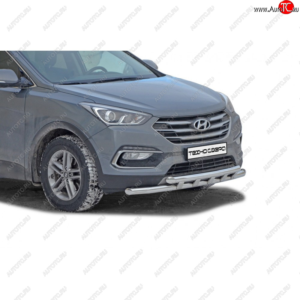 26 999 р. Защита переда труба двойная нержавейка d63,5, Техно Сфера  Hyundai Santa Fe  DM (2015-2019) рестайлинг (Нержавейка)  с доставкой в г. Горно‑Алтайск