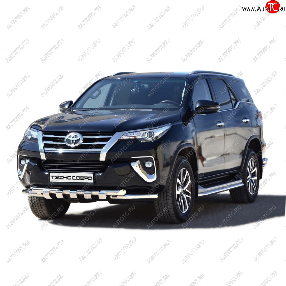 12 399 р. Защита переда труба двойная люкс крашенная d63.5, Техно Сфера Toyota Fortuner AN50/AN60 дорестайлинг (2004-2008) (Черный матовый)  с доставкой в г. Горно‑Алтайск